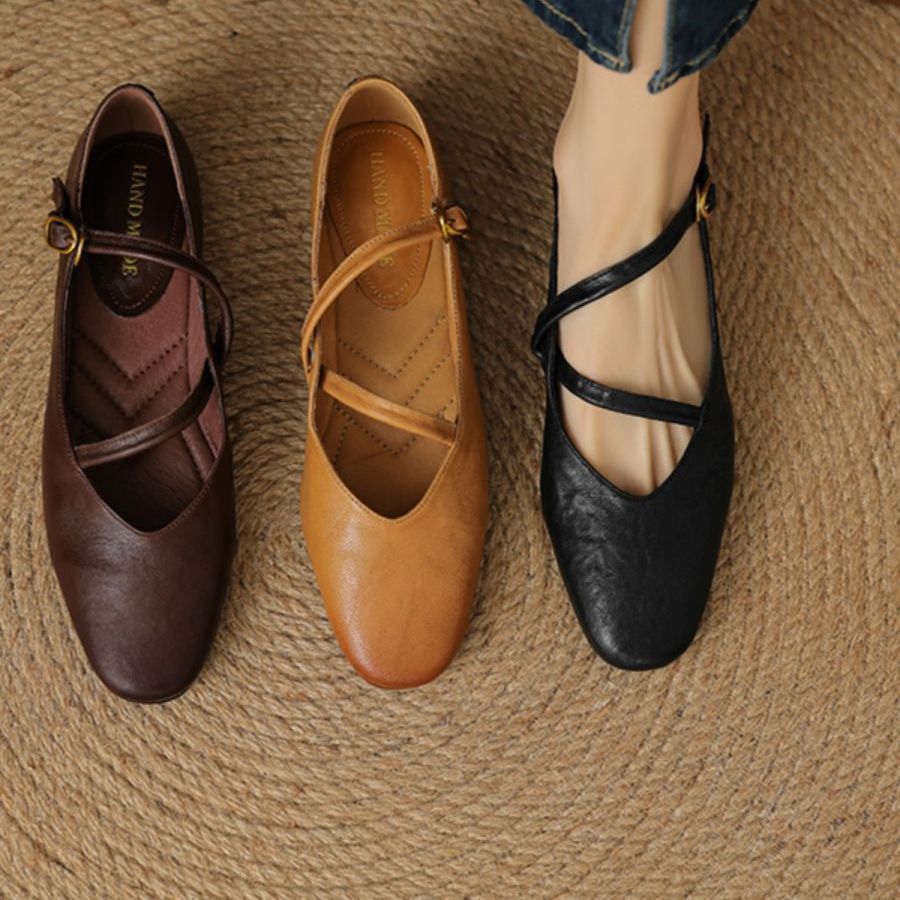 Flat Versatile Non-slip Vintage Mary Jane For Women's Single-layer Shoes