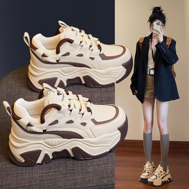 Thick Bottom Heightened Daddy Shoes Women Autumn And Winter New Color Matching Casual Sports foto 3