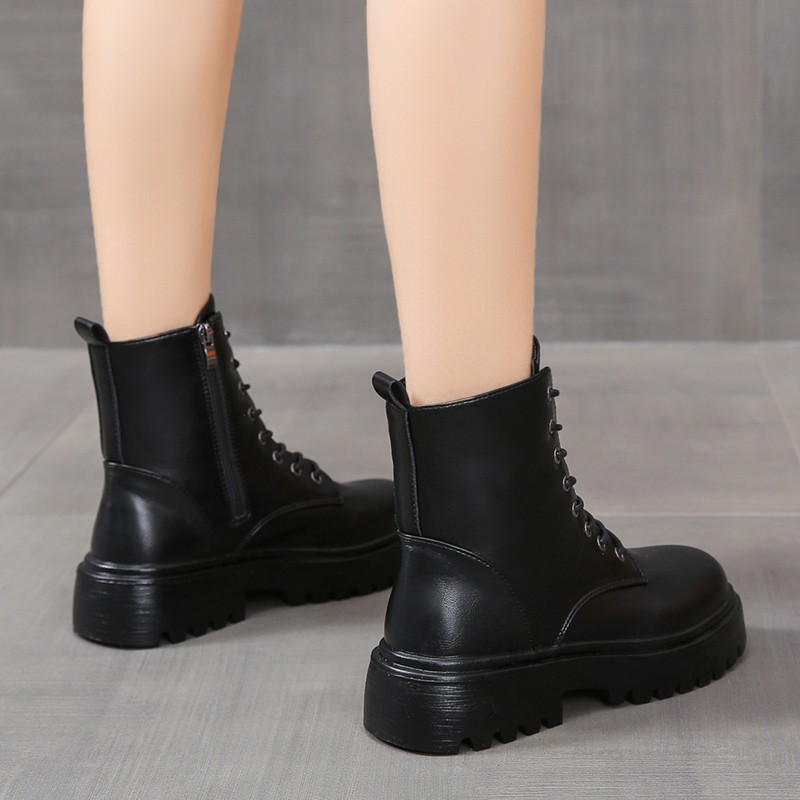 British Style Boots With Chunky Heels Women's Platform Lace-up foto 3
