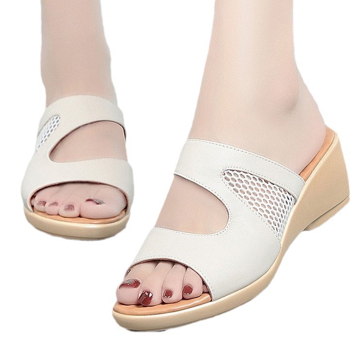Wedge Sandals Women's Platform Platform Hollow-out Mid Heel Peep Toe Slippers foto 3