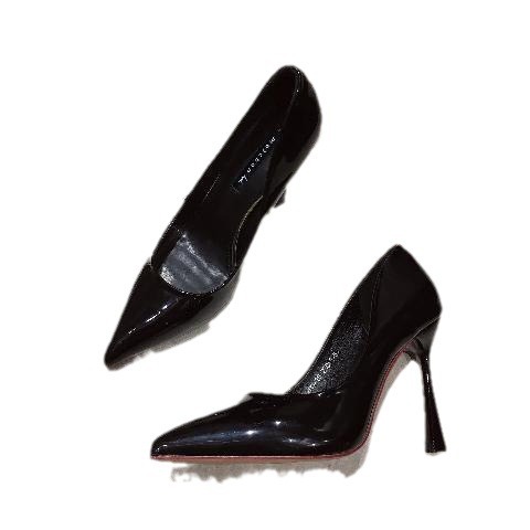 Womens Versatile Pointed-Toe Shallow-Pump Patent Leather High Heels foto 2