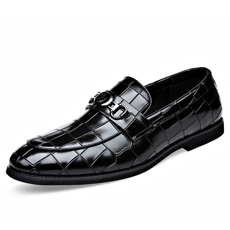 Embossed Pedal Horsebit Buckle Business Casual Youth Shoes foto 2