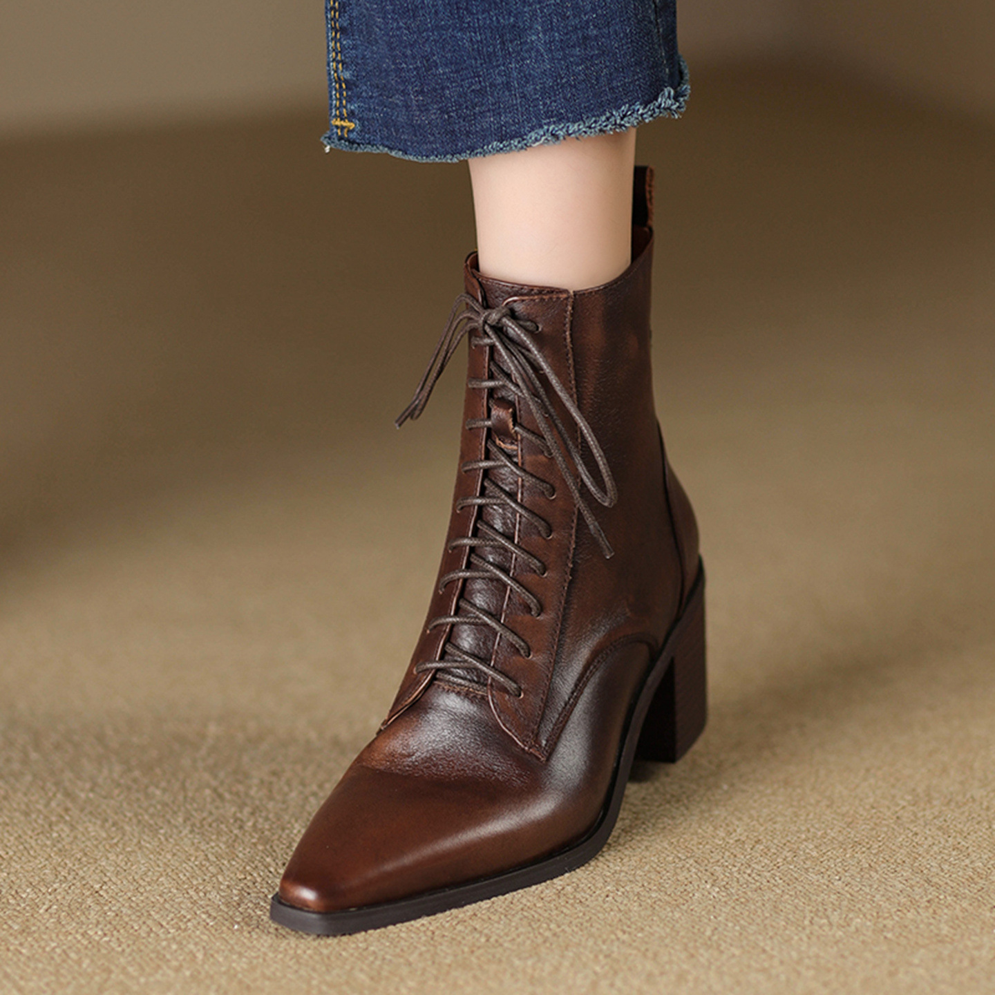 Thick-heel Lace-up Ankle Boots, New Autumnwinter Women's Martin Boots foto 4