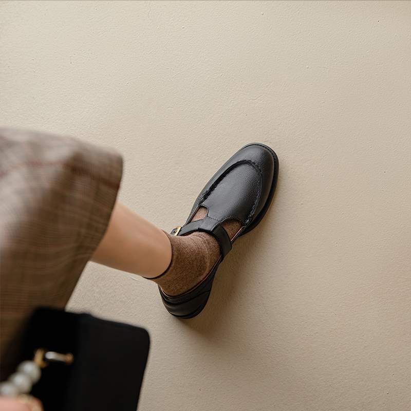 Women's Fashion Retro Leather Mary Jane Shoes foto 3