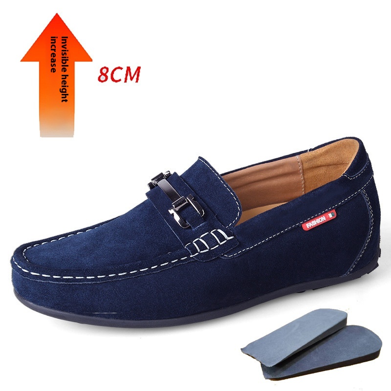Matte Suede Cowhide Invisible Height Increasing Insole 8CM Men's Lazy Daily Driving Shoes foto 5