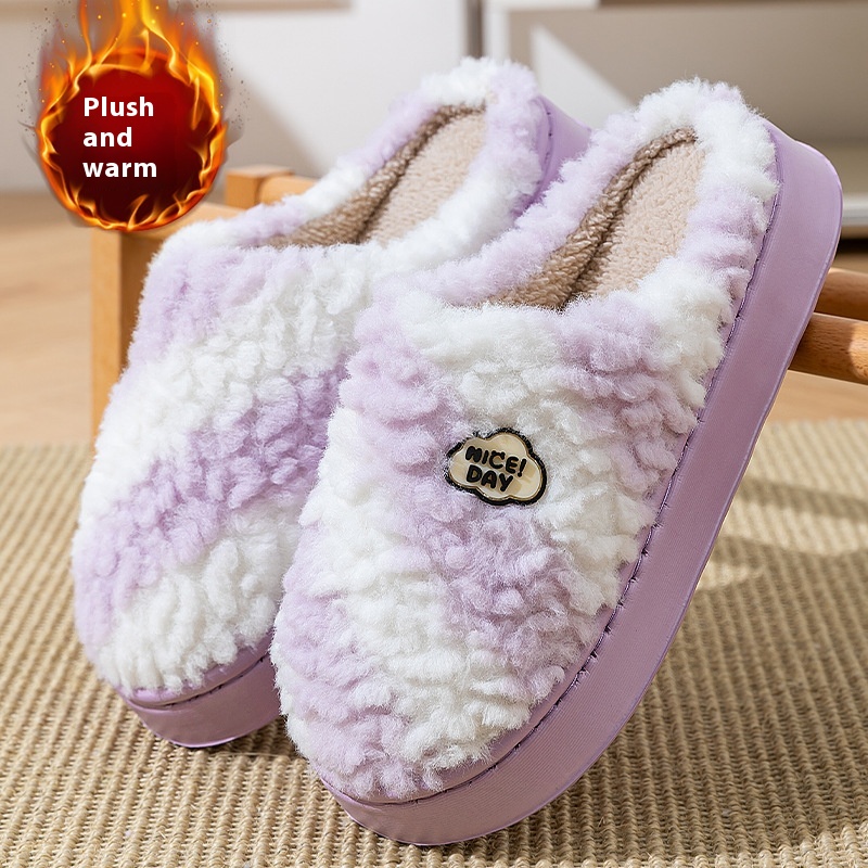 Women's Warm Non-slip Mute Velvet Cotton Slippers foto 3