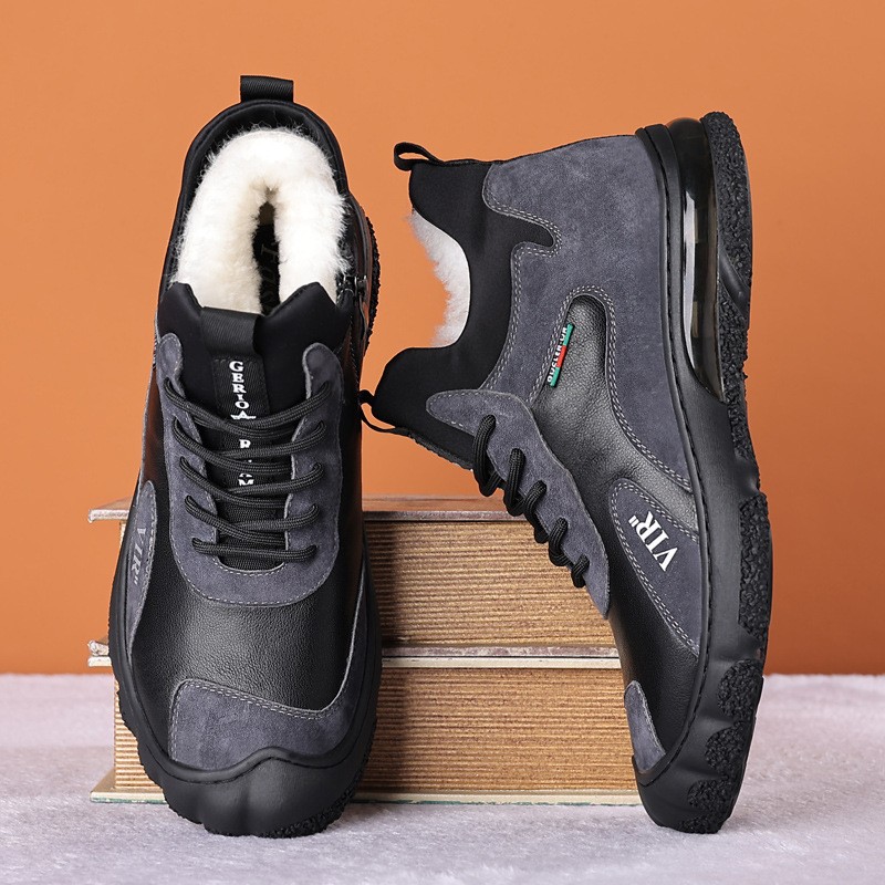 Winter Fleece-lined Thick High Waist Casual Cotton-padded Shoes Men's Hiking Shoes foto 2