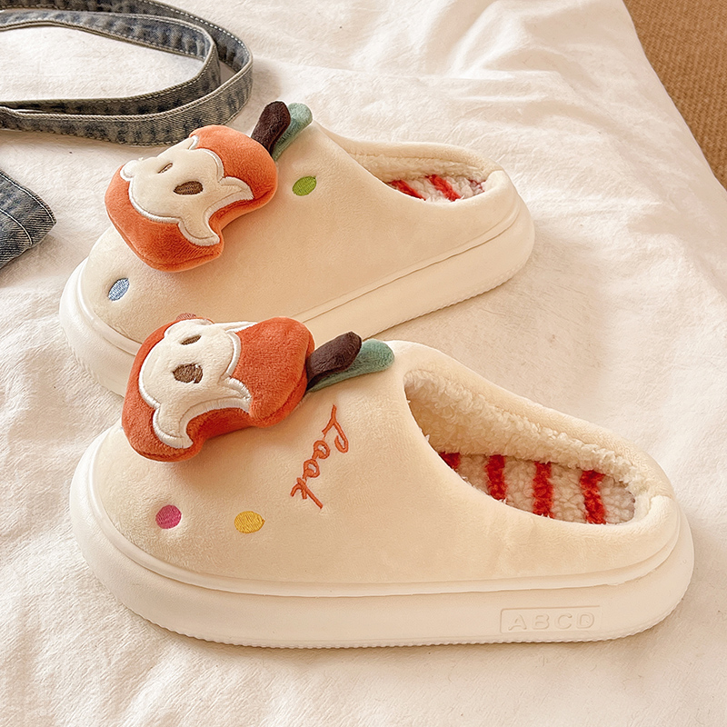 Velvet Thermal Non-slip Cotton Slippers Women foto 3