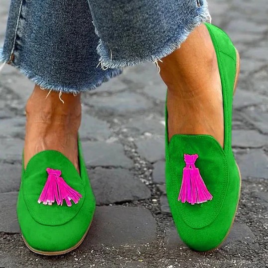 Spring And Autumn Flat Round Head Shallow Mouth Tassel Casual Pumps Women foto 5