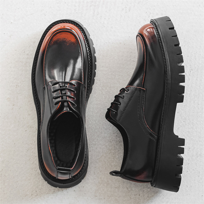 Men's Thick-soled Height-increasing Casual Leather Shoes foto 4