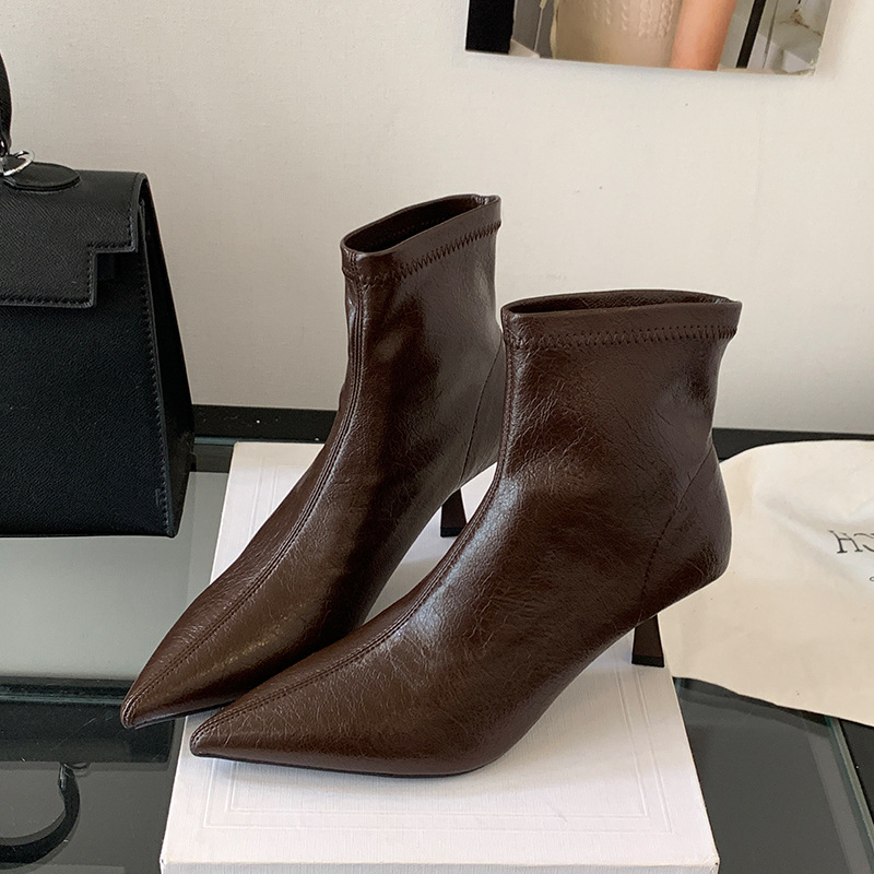 Women's Fashion Pointed Toe Stiletto Heel Ankle Boots foto 4