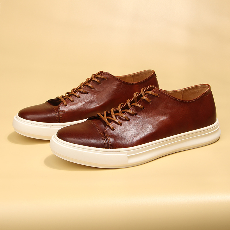Horse Skin Washed Vintage Casual Leather Shoes foto 4