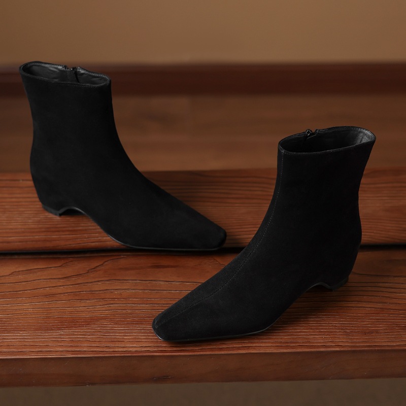 Womens Stylish Ankle Boots With Built-in Height Lift Side Zipper And Cozy Fleece Lining foto 4