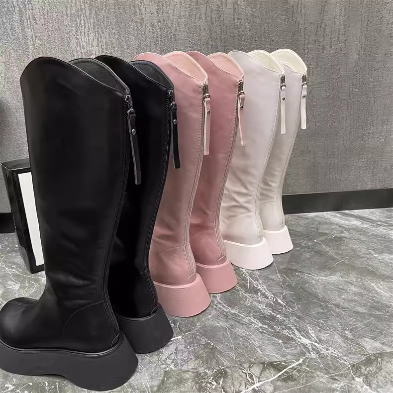 Womens Stylish Chunky-soled Slimming Over-the-knee Boots foto 4