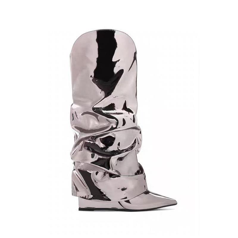 New Bright Noodle Wedge Wrinkle Boots foto 5