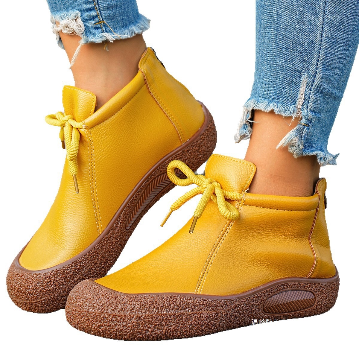 Plus-size Retro Lace-up Casual Soft Leather Shoes For Women foto 4