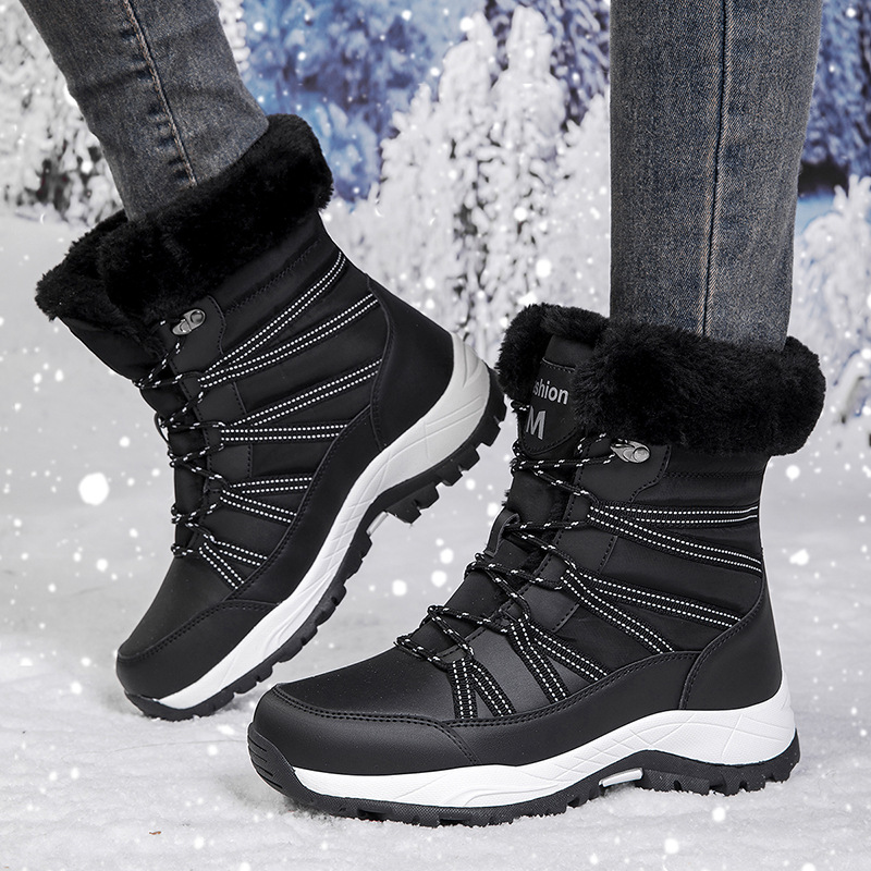 Womens Warm Mid-Calf Fleece-Lined Thick Cotton Shoes foto 5