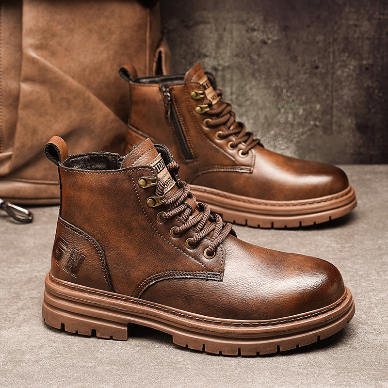 New Trendy Autumn And Winter High-top American Vintage Work Boots foto 3
