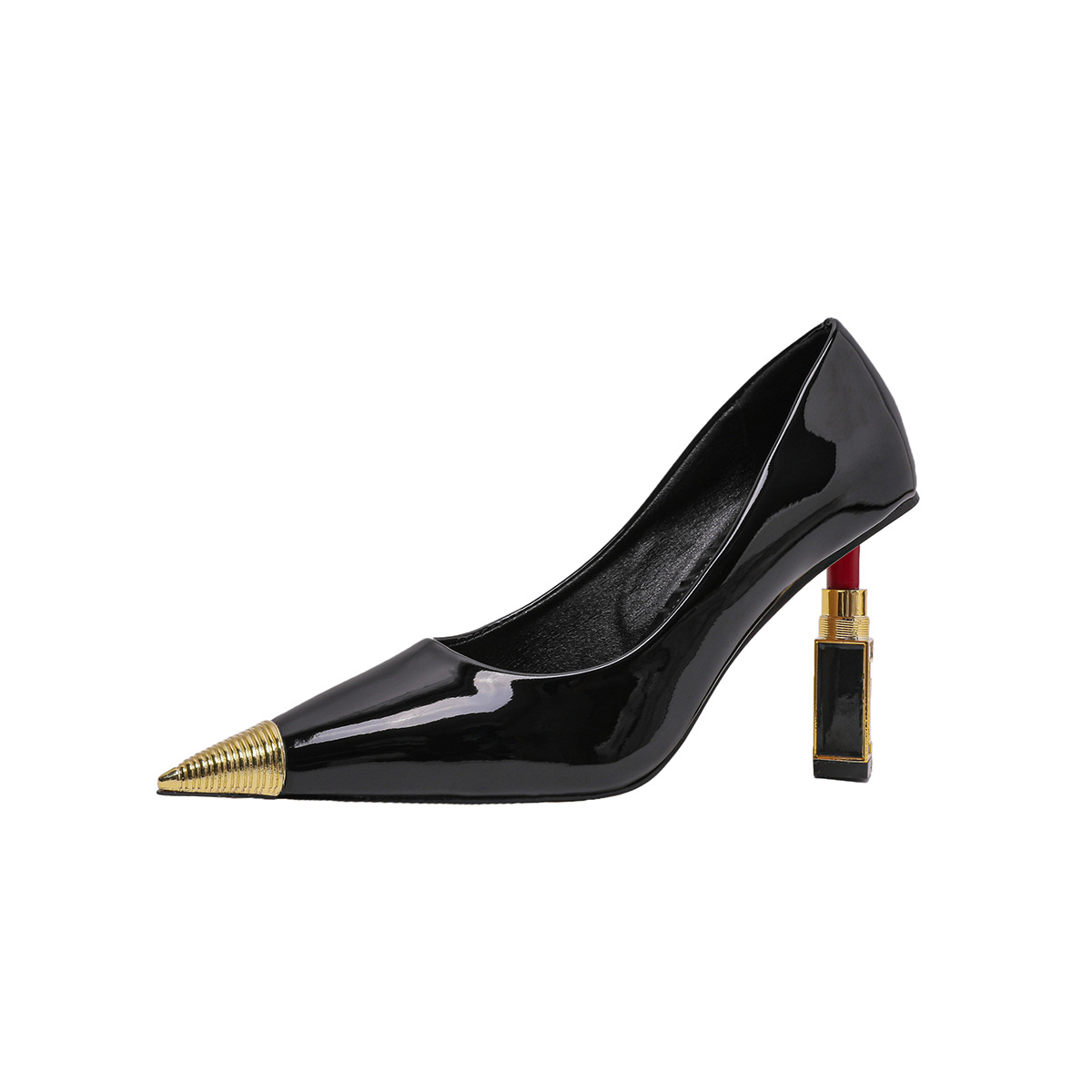 Shallow-mouth Sexy Anti-collision Metal Toe Patent Leather Shoes