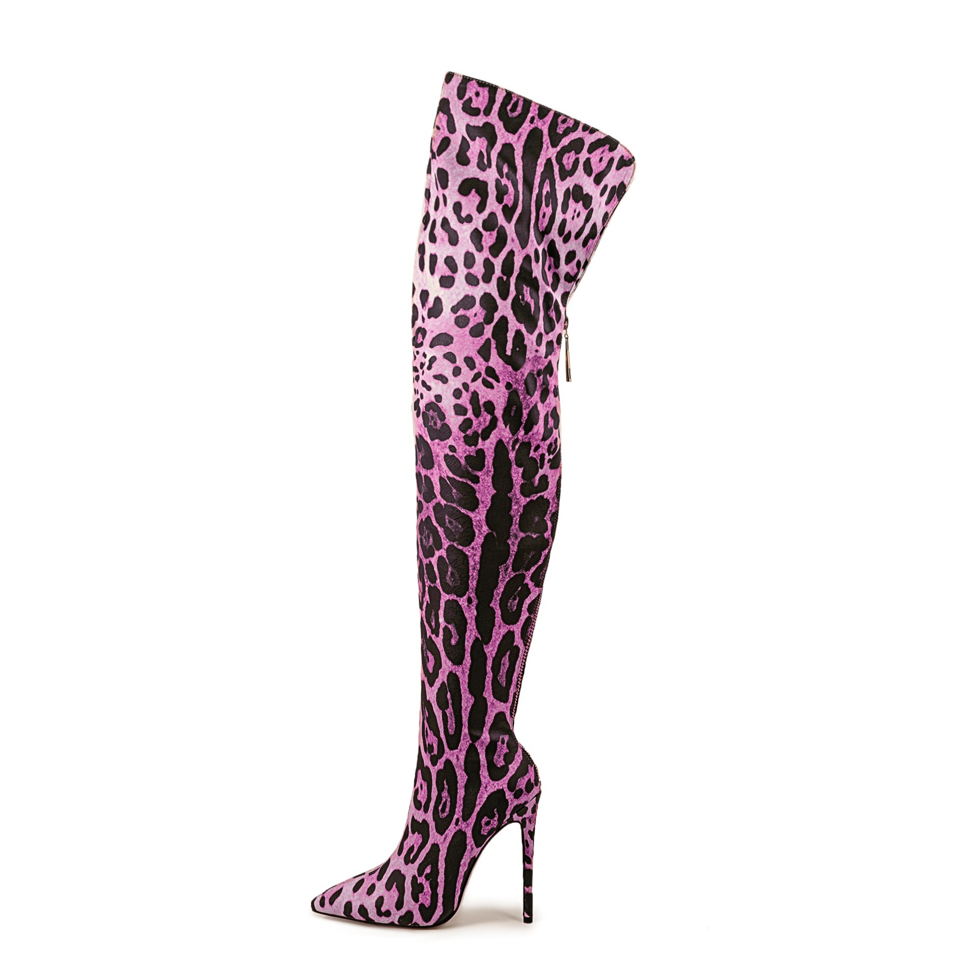 Pointed-toe Stiletto Leopard Print Stretch Thin Boots Nightclub Bar Pole Dance foto 4