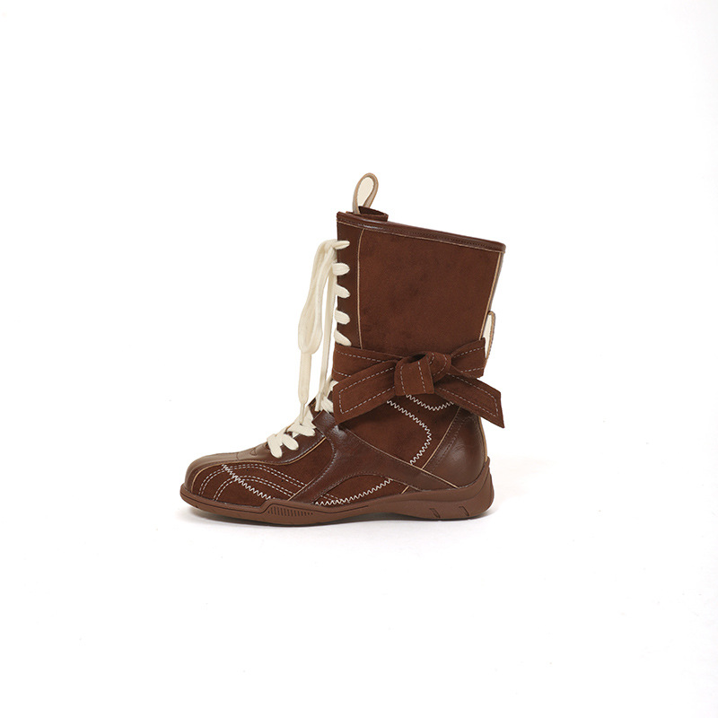 Retro Lace Up Boxing Boots Female Hight Increasing Martin Boots foto 2