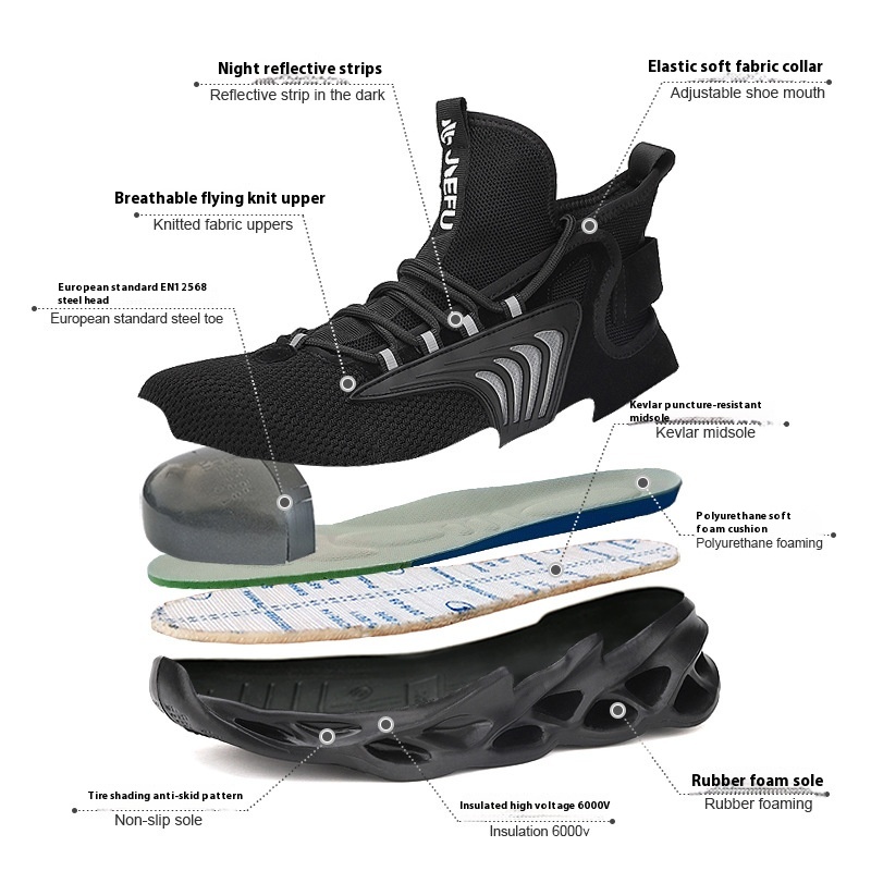 Labor Protection Steel Toe Cap Anti-smashing And Anti-penetration Medium Boots foto 2