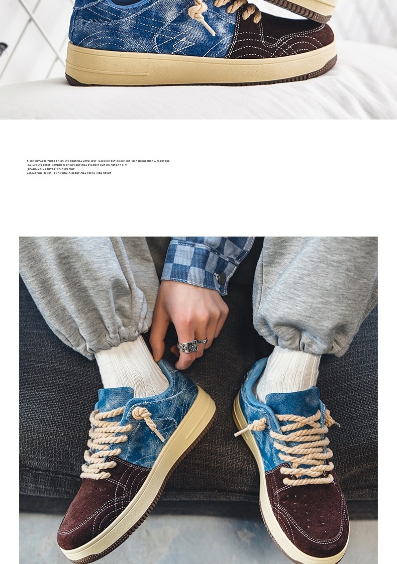 Leisure Denim Board Shoes Men Lace-up Flats Skateboard foto 4