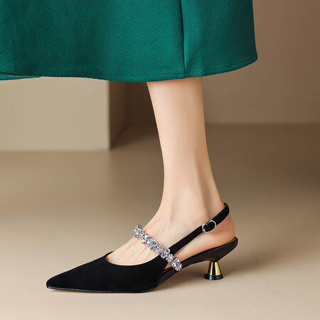 Summer Pointed Toe Strap Mid Heel Toe Box Sandals foto 2