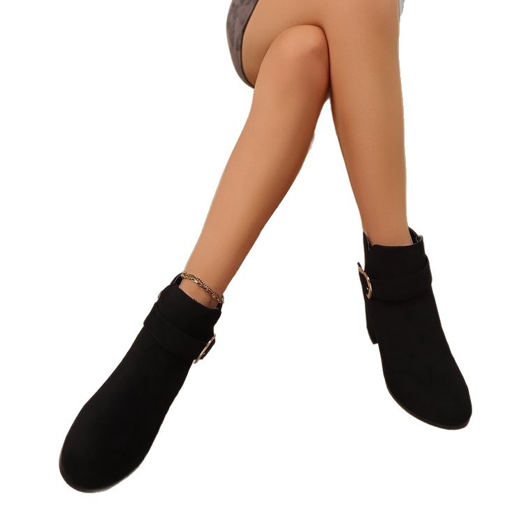 Plus-size British-style Square-toe High-heeled Versatile Womens Ankle Boots foto 3