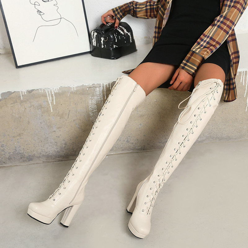 Womens Over-the-knee Boots With Ultra-high Heels And A Square Toe foto 4