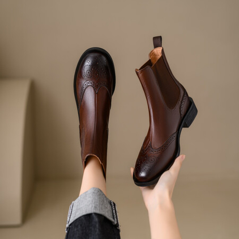 Stunning British-style Womens Full-grain Leather Ankle Boots With A Soft Sole foto 3