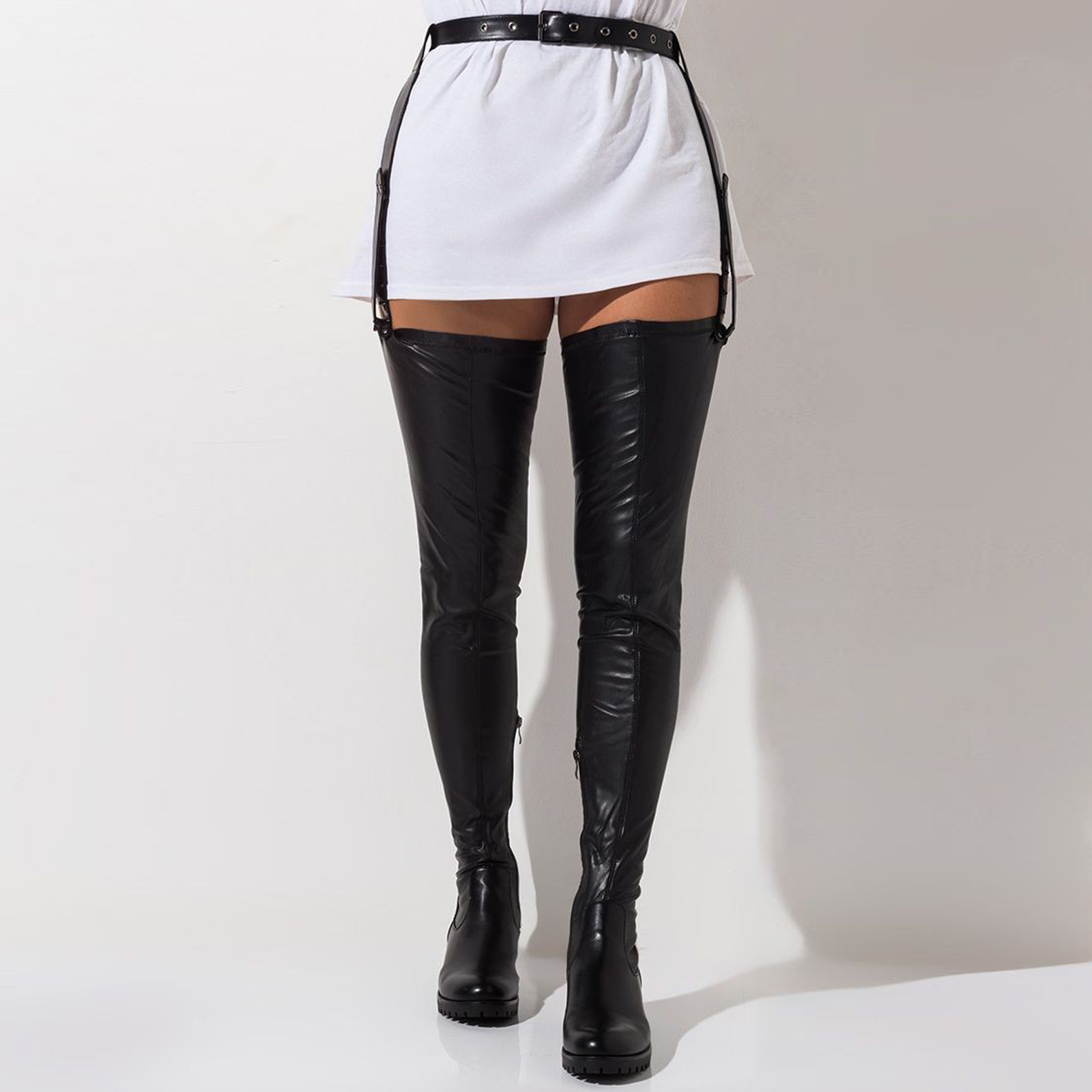 Womens Black Round-toe Over-the-knee Fashion Boots foto 5