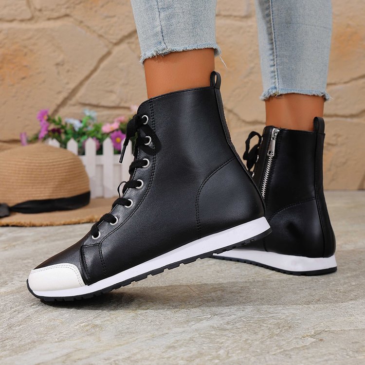 Womens Stylish Side-zip Flat Ankle Boots foto 3