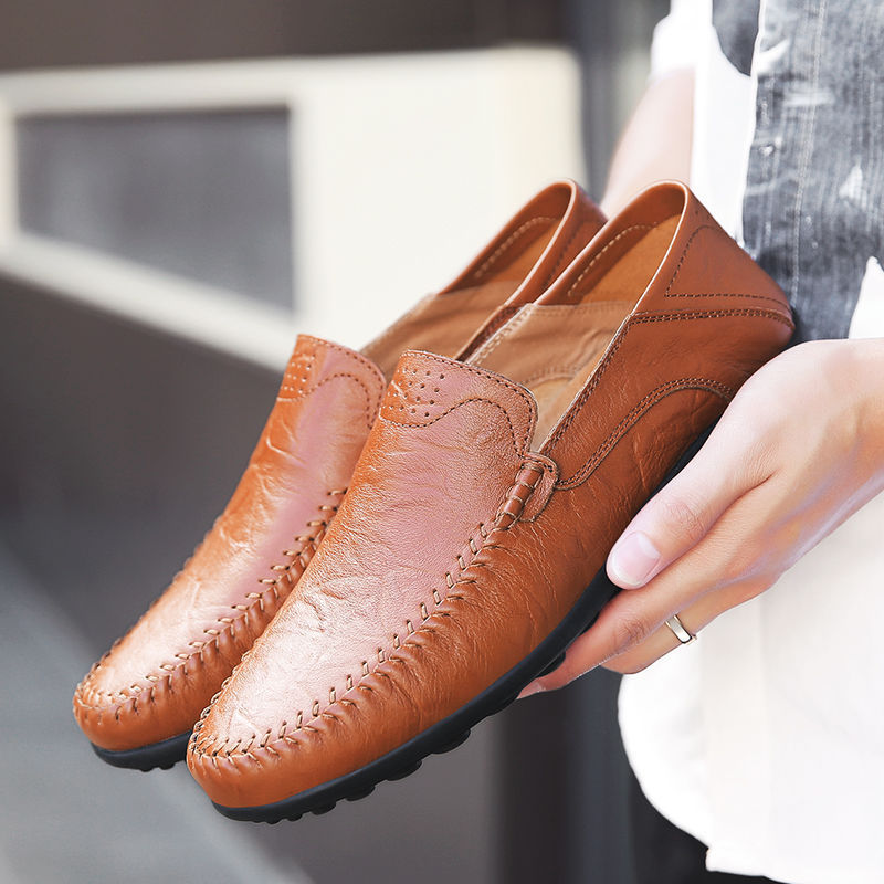 British Style Men's Casual Fashion Soft Bottom Leather Shoes foto 3