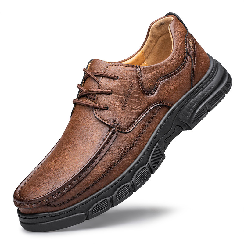 Men's Handmade Shoes Stitching Plus Size Casual Leather Shoes foto 2