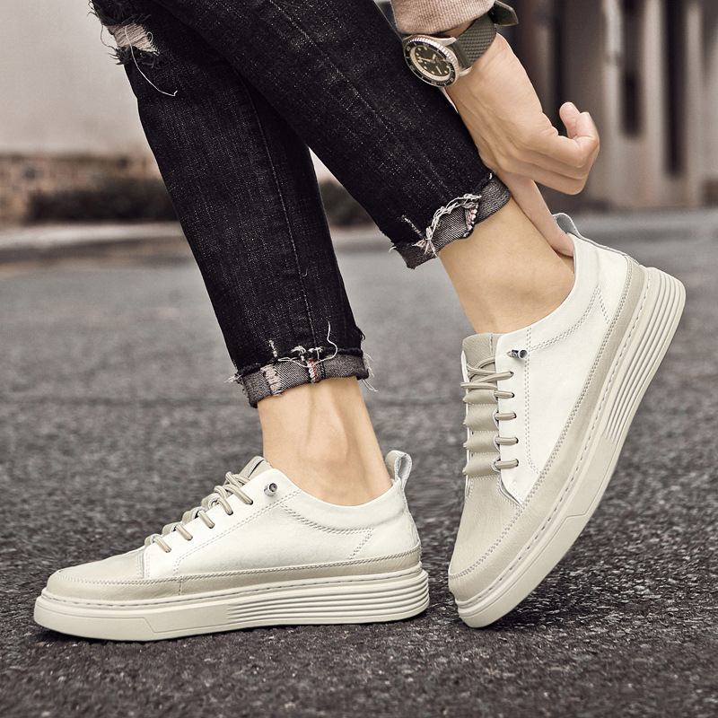 Men's Plus Size Leather Sneakers No-tie Casual foto 3
