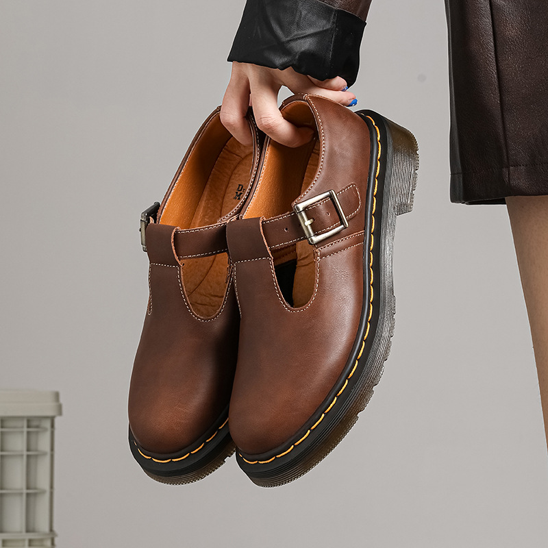 T-strap Mary Jane Shoes Genuine Leather Low-top foto 4
