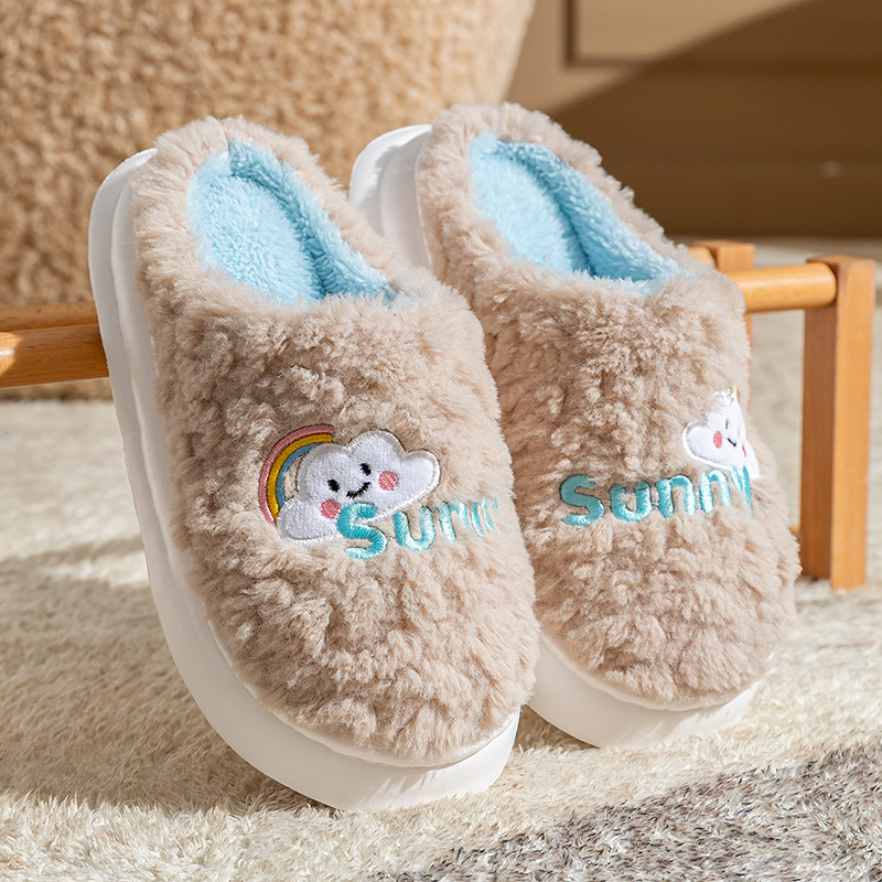 Cute Cartoon Cotton Slippers Thick Bottom Home Slippers Fashion Floor Bedroom Slipper Women Men Couples Warm House Shoes foto 3