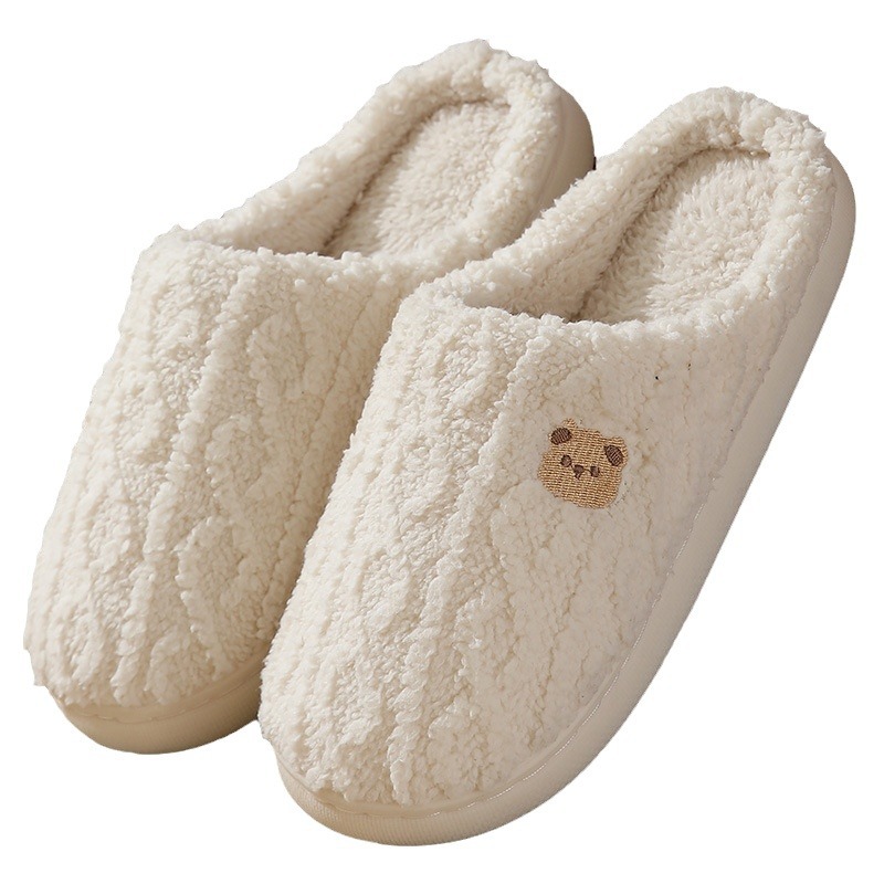 Thick-soled, Warm Plaid Plush Slippers For Indoor Winter Wear foto 3