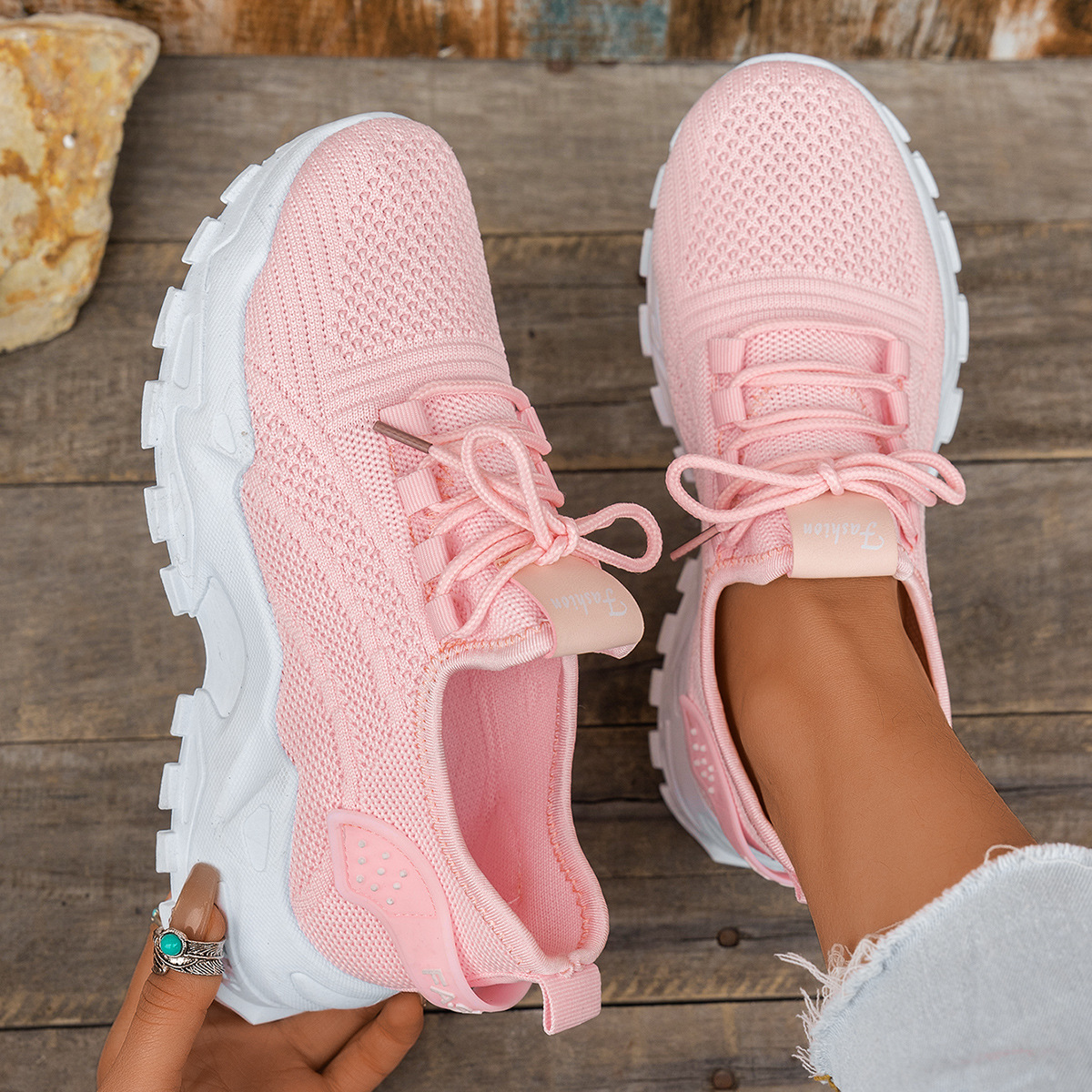 Flyknit Mesh Women's Thin Breathable Sports Casual Shoes foto 2