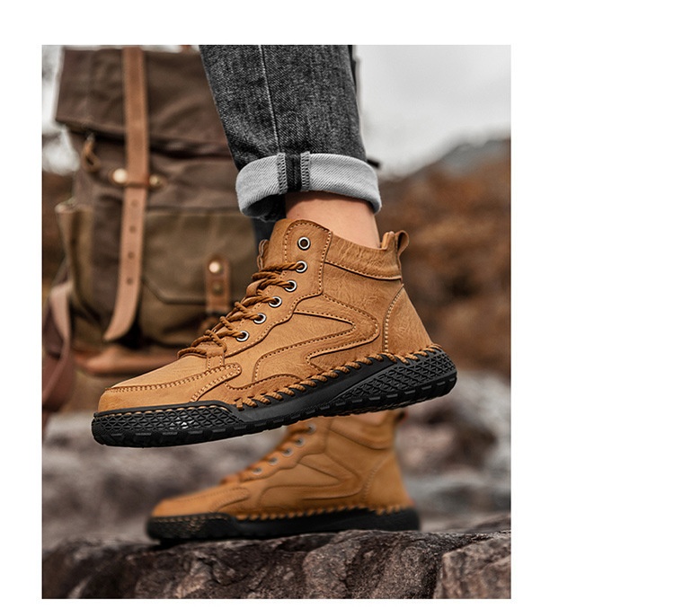 Men's Outdoor Sports And Leisure British High Top Leather Shoes foto 4