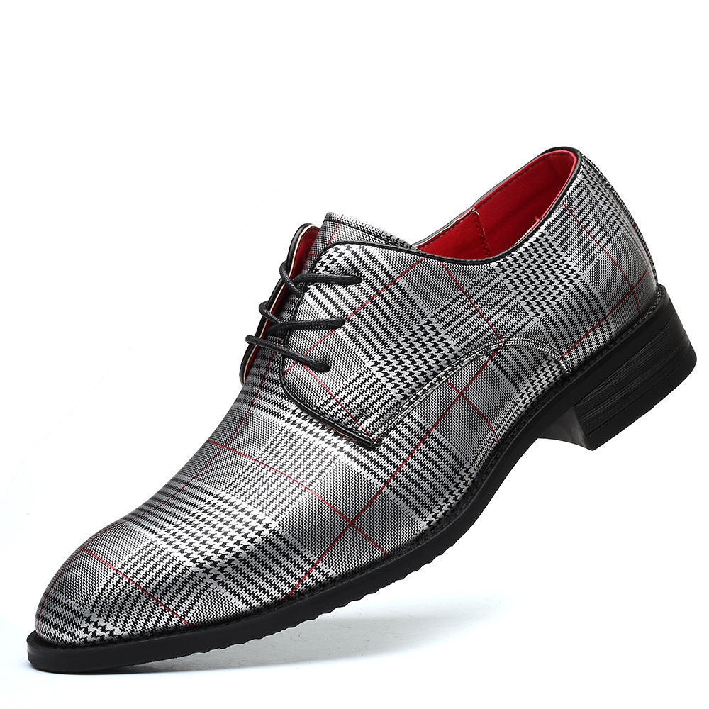 Men's Fashion Business Casual All-match Leather Shoes Lace-up Stripes foto 4