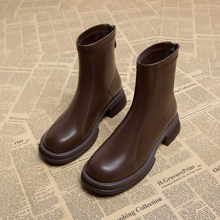 Women's Thick Heel Flat Ankle Boots foto 4