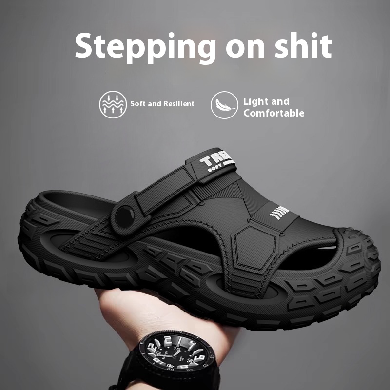 Men's Outdoor Two-way Hole Shoes New Feeling Of Shit Breathable Non-slip Leisure Pump Beach Slippers foto 5