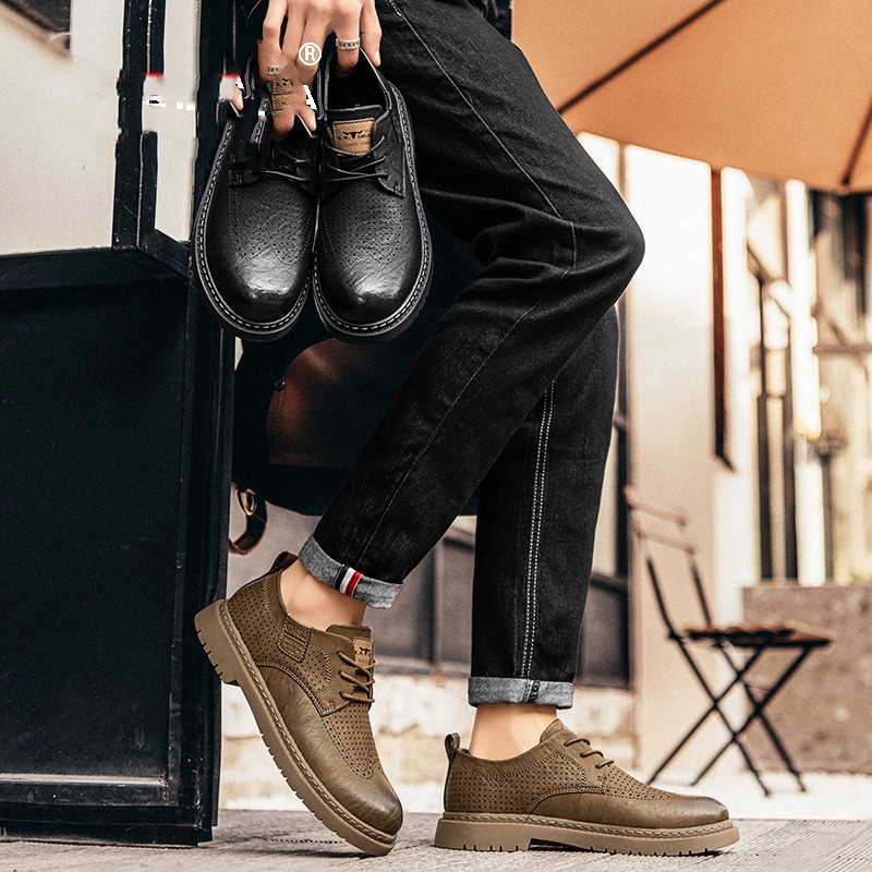 Business British Style Soft Bottom Casual Leather Shoes Male foto 3