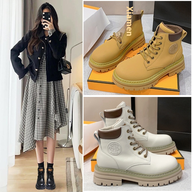 Genuine Leather Elevator Martin Boots Women's Thick Bottom All-matching foto 3