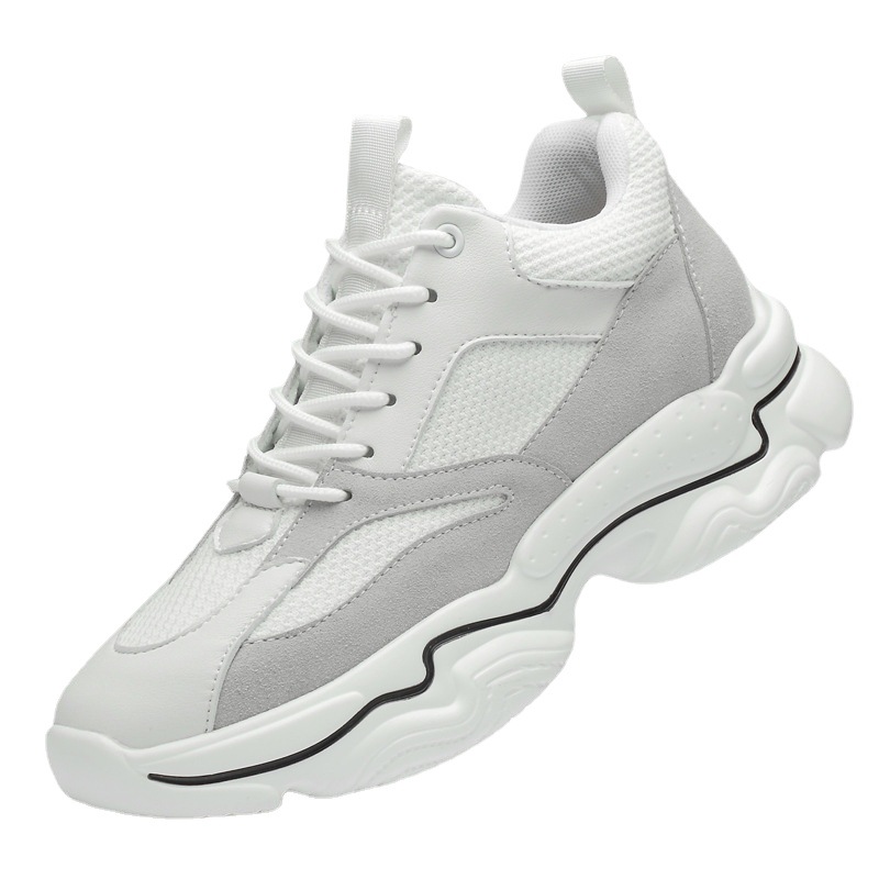 Men's Color Matching Fashion Mid Heel Invisible Height Increasing Cowhide Stitching Casual Shoes foto 4