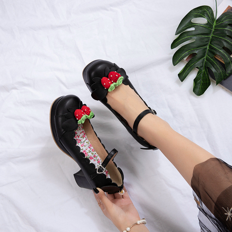 Retro Round Head Chunky Heel Mary Jane Shoes foto 4