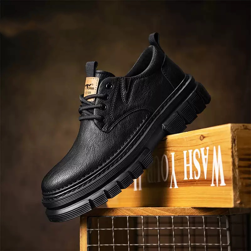 New Men's Low-top Large-toe Casual Leather Shoes Spring foto 5