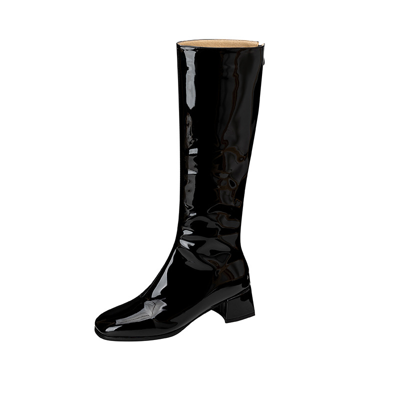 Womens Stylish Chunky-heeled Square-toe Over-the-knee Boots foto 2